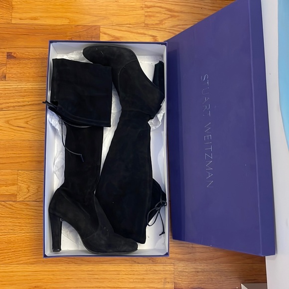 Stuart Weitzman Black Suede Highland Boots - Picture 3 of 8